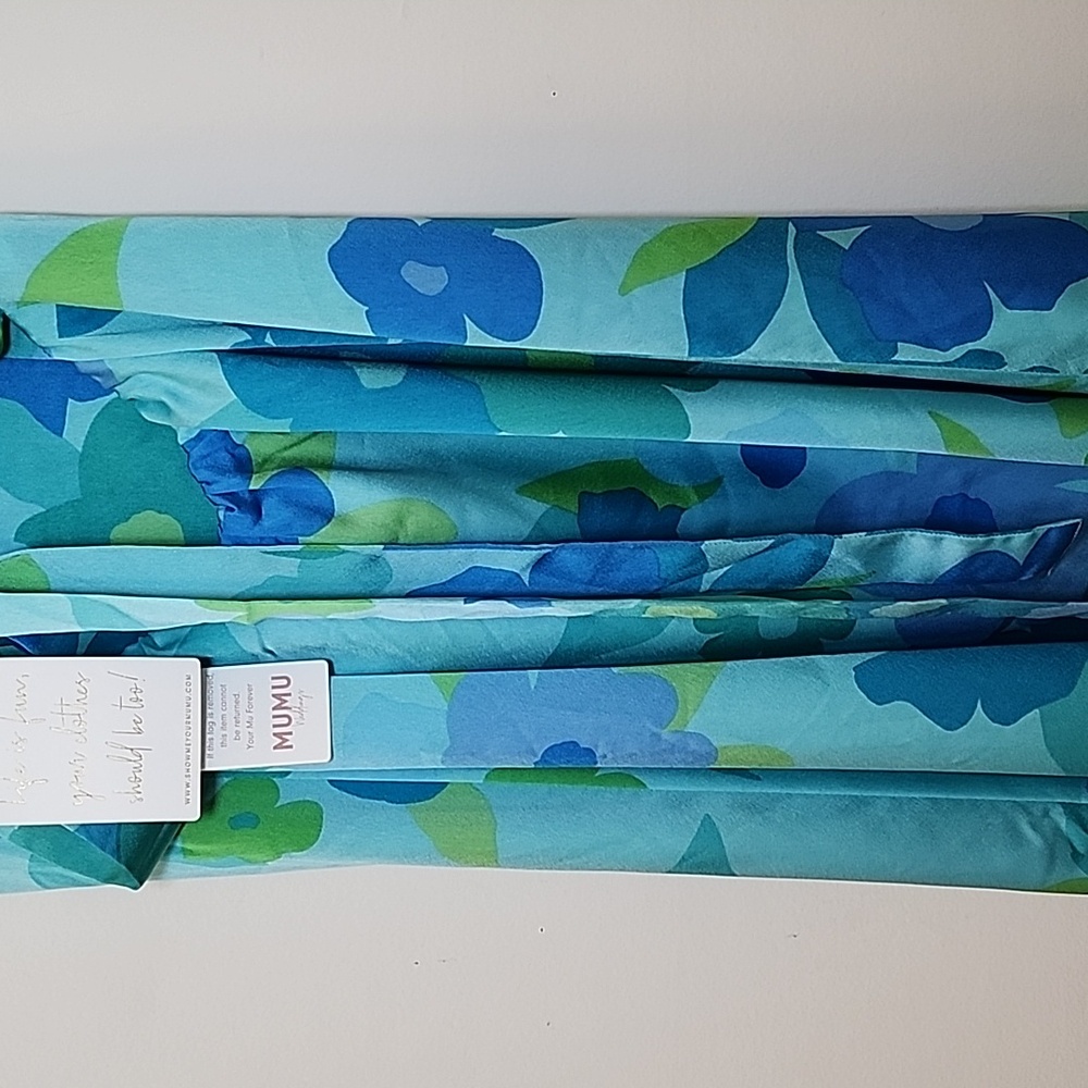 NWT ShowMeYourMuMu Mina Midi Slip Split Dress Picadilly Blue Luxe Satin Sz S - Picture 11 of 16